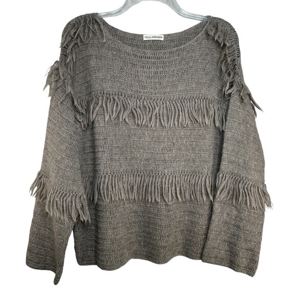 Ulla Johnson Gray Fringe Sweater - Picture 1 of 10